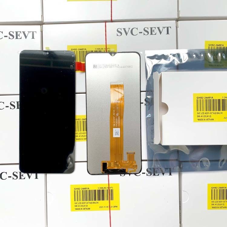 رنگ سیاه A12 LCD جایگزین برای صفحه نمایش موبایل ارسال شده توسط EMS FEDEX UPS DHL TNT