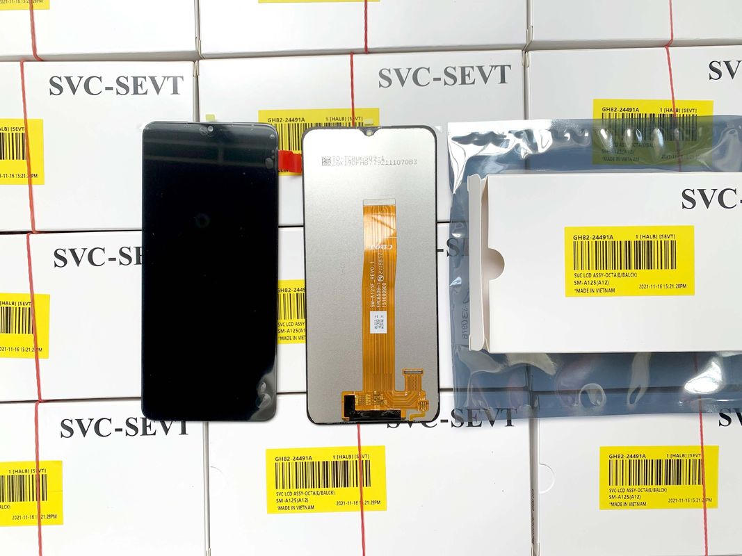 رنگ سیاه A12 LCD جایگزین برای صفحه نمایش موبایل ارسال شده توسط EMS FEDEX UPS DHL TNT