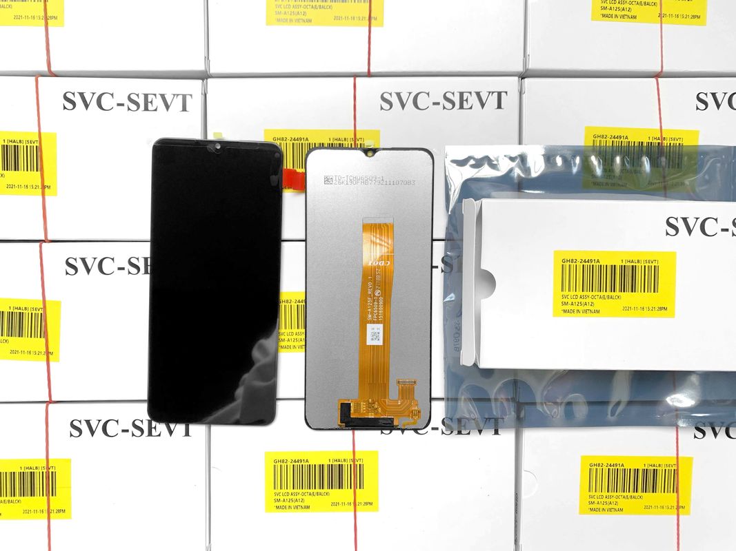 رنگ سیاه A12 LCD جایگزین برای صفحه نمایش موبایل ارسال شده توسط EMS FEDEX UPS DHL TNT